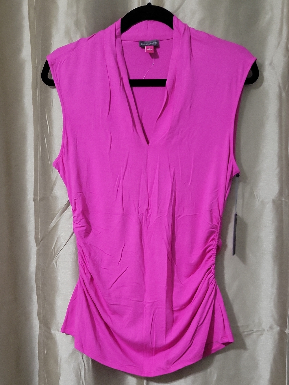 Vince Camuto Side Shirred Sleeveless V-Neck Top